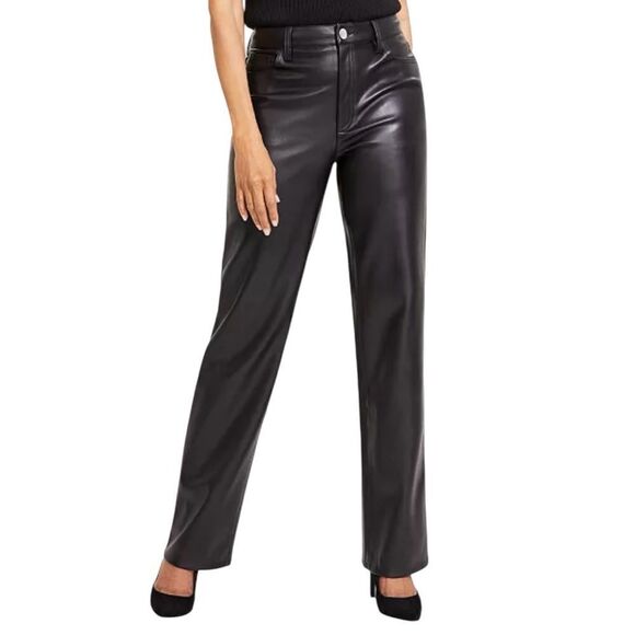 NWOT INC International Concepts Faux Leather Straight Leg Pants SZ L - Picture 1 of 7